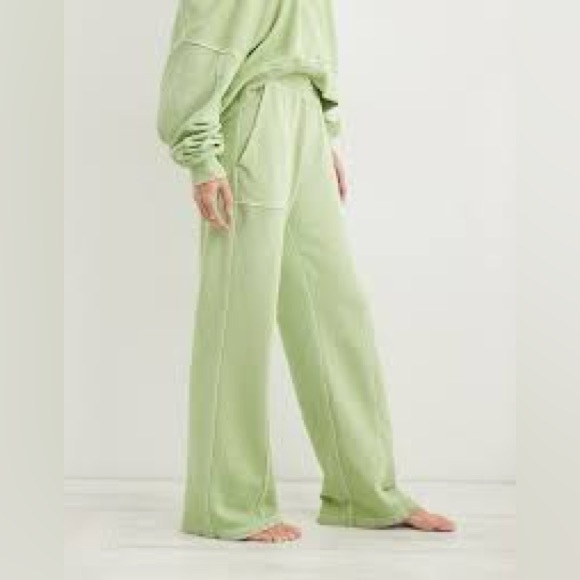 aerie Pants - Aerie house party skater wide leg sweatpants green